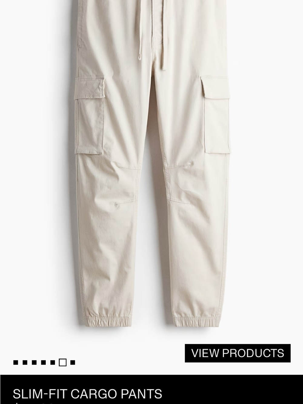 H&M Slim-Fit Cargo Pants - Cream
